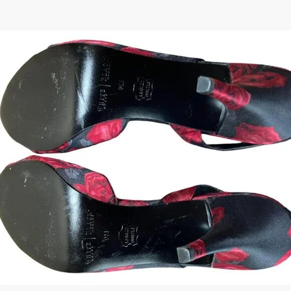 White House Black Market High Heel Peep Toe Floral Slingbacks Size 9M EUC - Picture 11 of 14